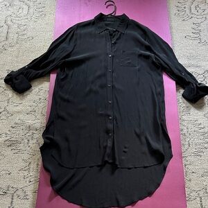M.Fredric Long Black Button-Up Shirt Dress size M